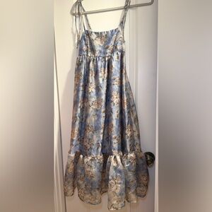 Floral Blue and Cream Dress - XS